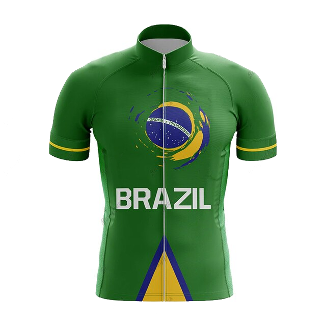 Personalized Brazil Cycling Set, Cycling Short Sleeve Cycling Shorts For Men
