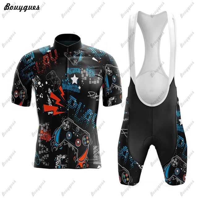 Graffiti Cycling Jersey Set Maillot Ciclismo Hombre Men Short sleeve Cycling Wear MTB Bike Suit Bib/Shorts Breathable Gel Pad
